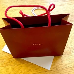 Original Cartier red/gold logo bag and white shopping bag excellent condition